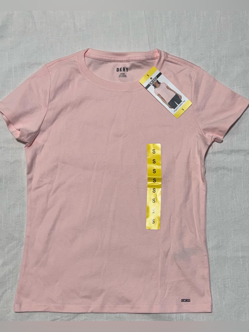 DKNY Light Pink Short Sleeve Organic Cotton Crewneck Tee